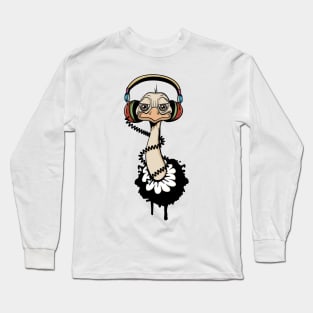 An ostrich with headphones Long Sleeve T-Shirt